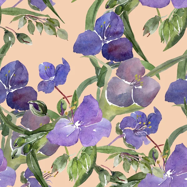 Watercolor illustration of blue flowers  seamless pattern — Stock Photo, Image