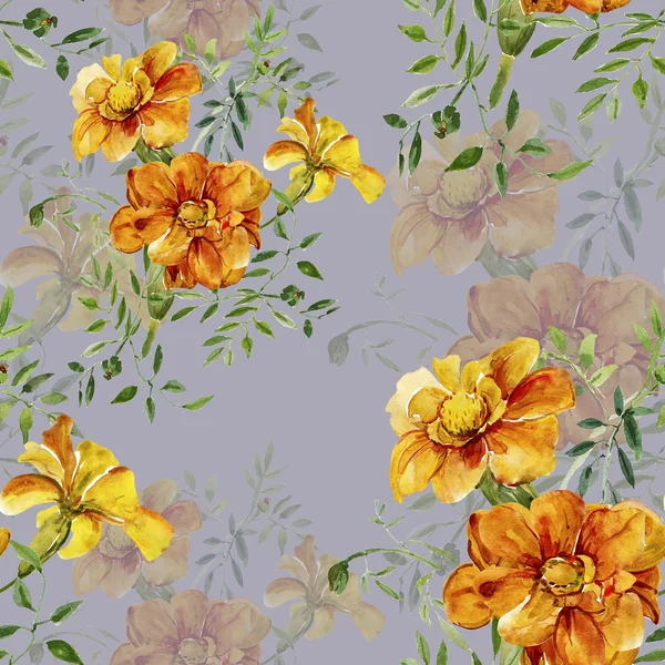 Watercolor illustration of  flowers  seamless pattern — Stock Photo, Image