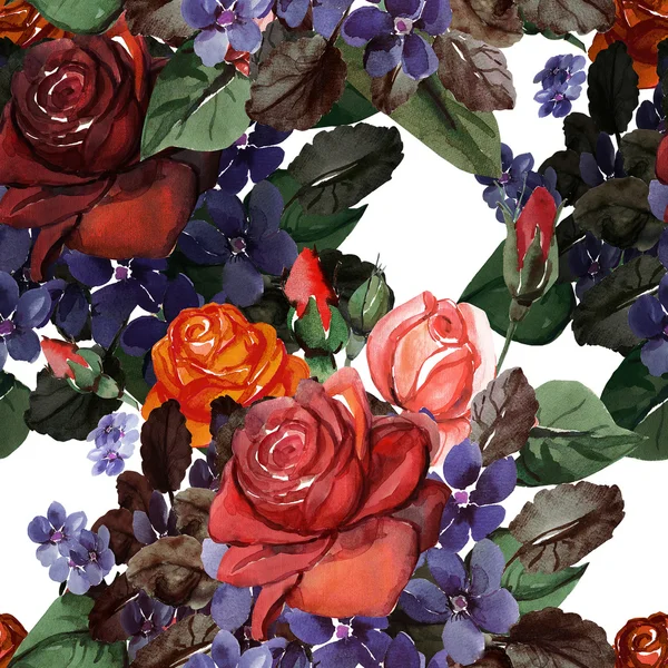 水彩插图的玫瑰无缝模式 — 图库照片