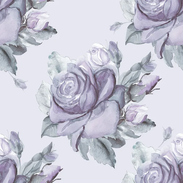 Watercolor illustration of roses seamless pattern — Stock Photo, Image