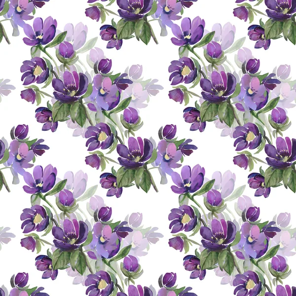 Watercolor illustration of flowers pattern — Stock Photo, Image