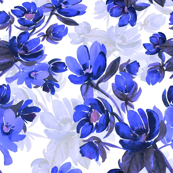 Illustration aquarelle fleurs motif sans couture — Photo