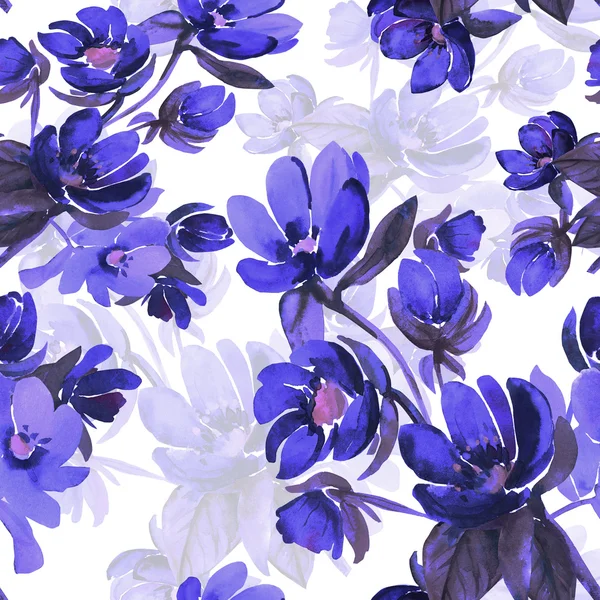 Sulu Boya çizim çiçek seamless modeli — Stok fotoğraf