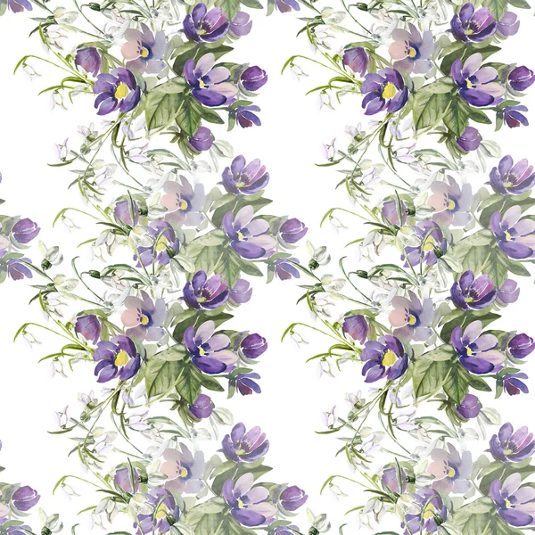 花の水彩イラストのシームレス パターン — ストック写真