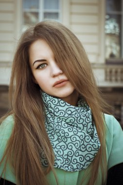 Street güzel sarışın kadın portresi