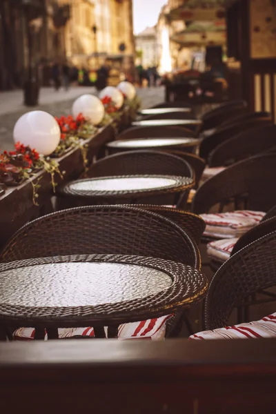 Empty tables of street cafe — Stock Photo, Image