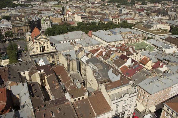 Vista do centro de Lviv a partir da altura — Fotografia de Stock