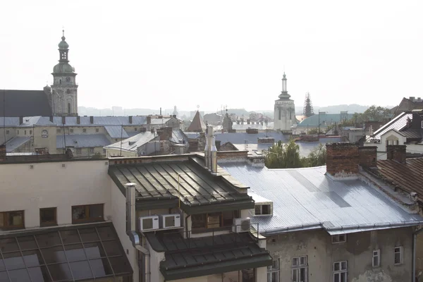 Widok z dachu na centrum miasta — Zdjęcie stockowe