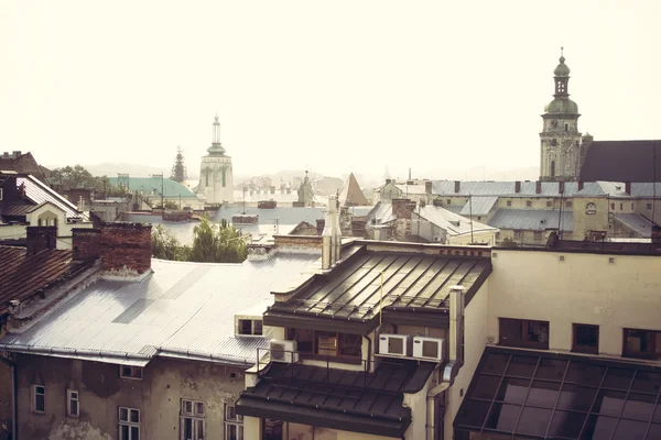 View from the roof on Lviv in the morning — Stock Photo, Image