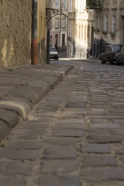 Route de blocs de pierre à Lviv — Photo