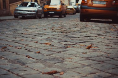 Lviv sokakta cobblestones