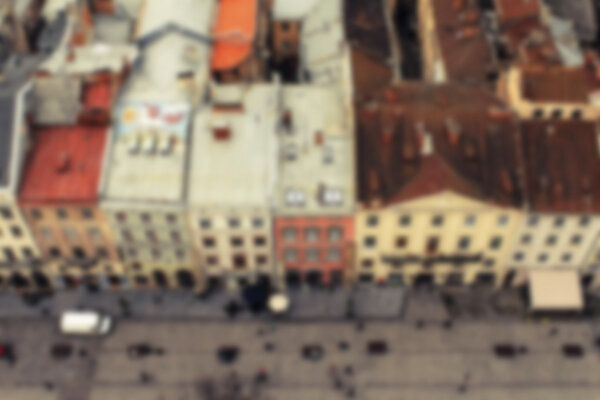  Historical center of Lviv.  Blurring background. 