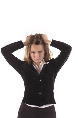 Saçlarını çekerek iş kadını