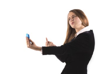 İş kadını göster lanet parmak 