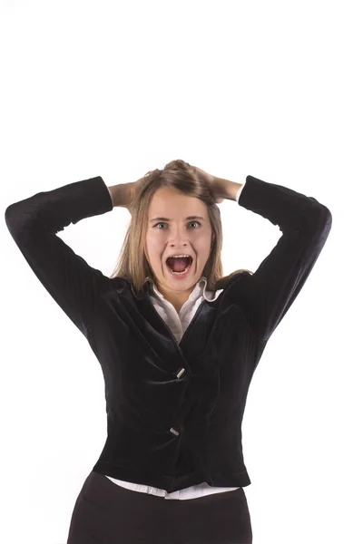 ビジネスの女性の叫び声 — ストック写真