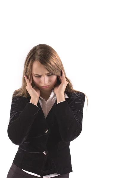 Business woman with a headache — Stock Photo, Image