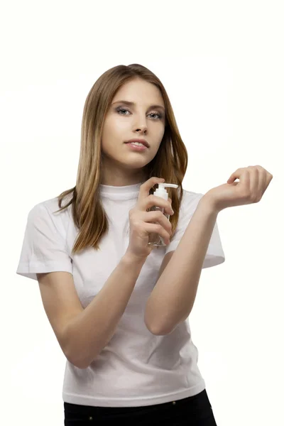 Girl with perfume — Stock Photo, Image