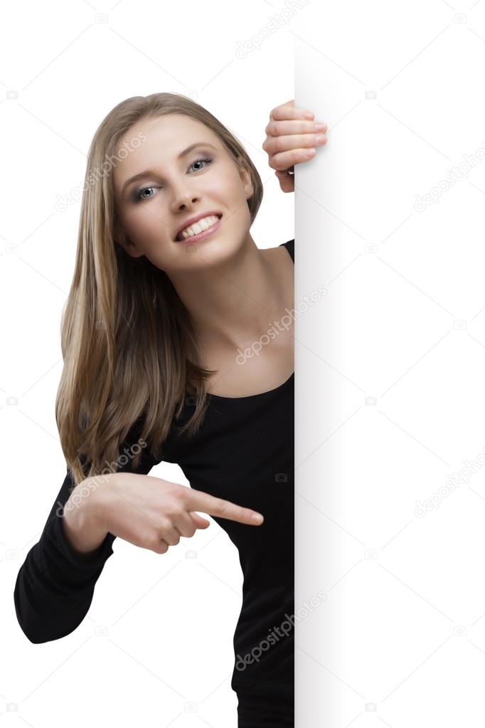 young girl pointing