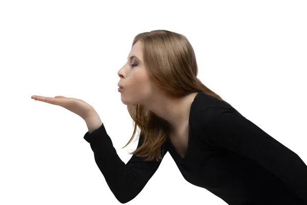 Young girl blowing — Stock Photo, Image