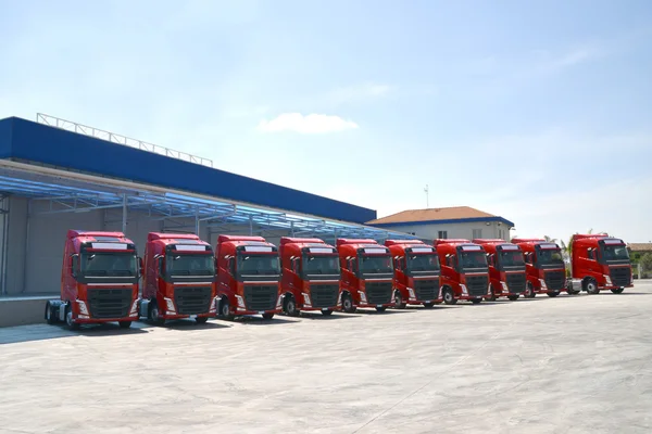 Corporate fleet trucks lined — Stock Photo, Image