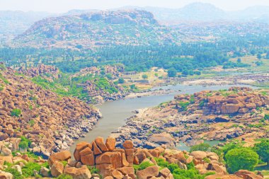 Nefes kesici ve büyük Hampi Unesco Dünya Mirası Site Karnatak