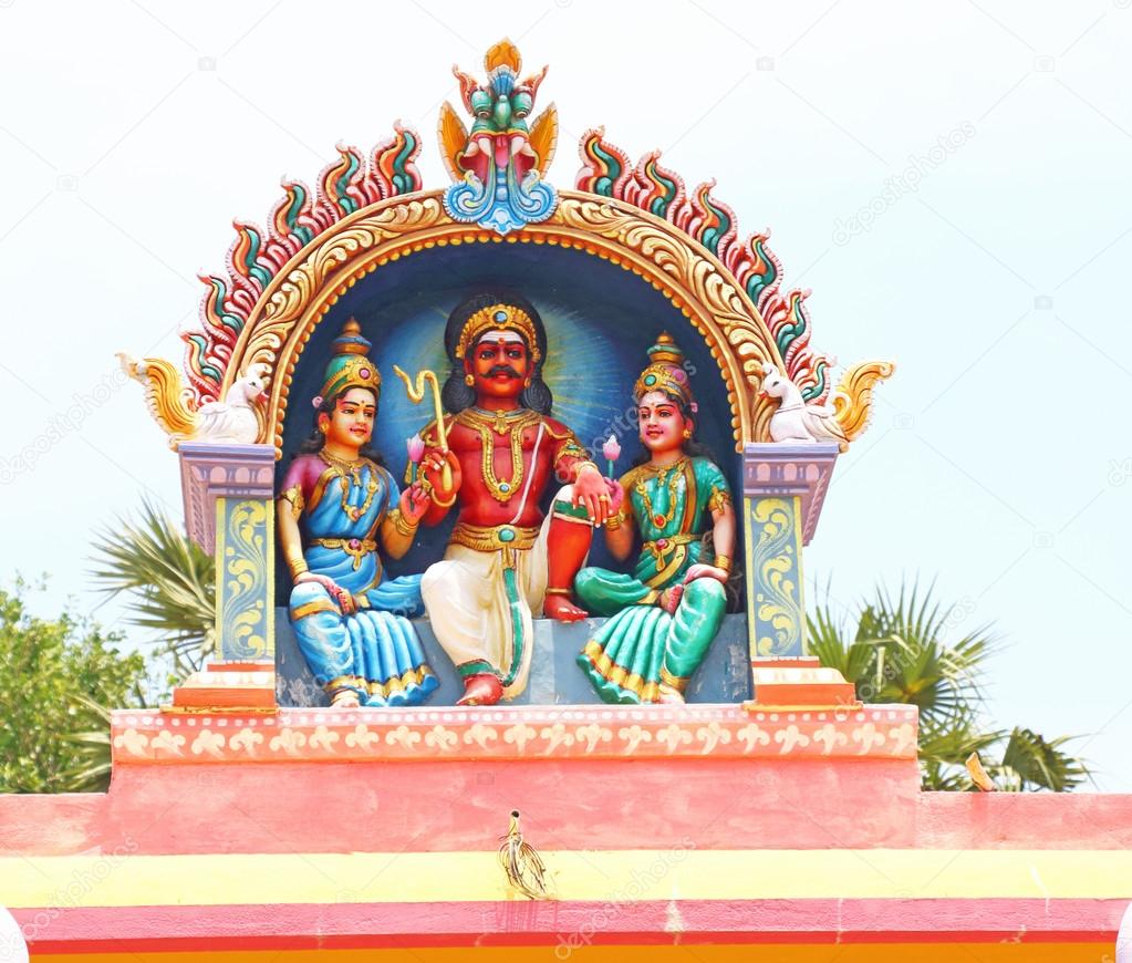 Auroville shrine and shiva religious statues