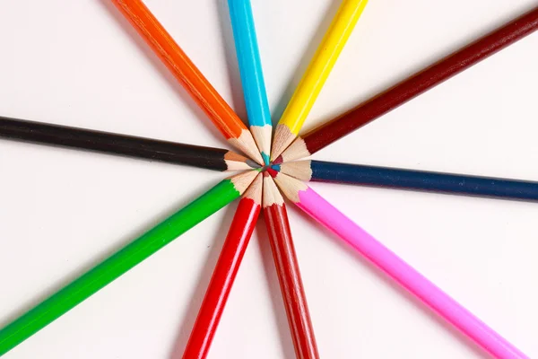 Una exhibición de lápices de colores — Foto de Stock