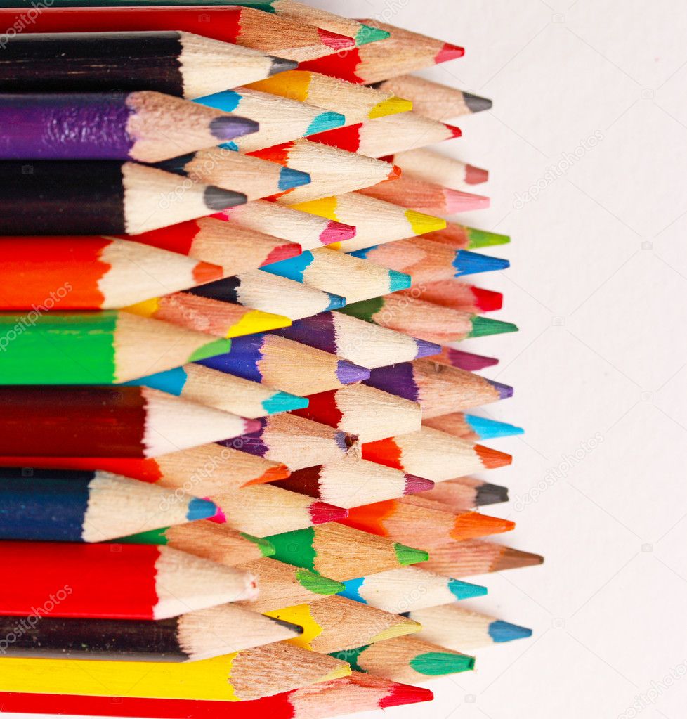 a display of colored pencils