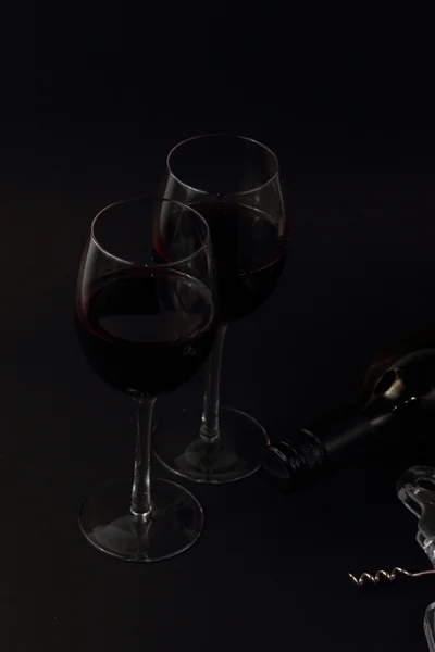 Wine glasses and bottle — Stock Photo, Image