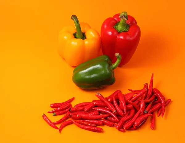 Red chillis and paprikas — Stock Photo, Image