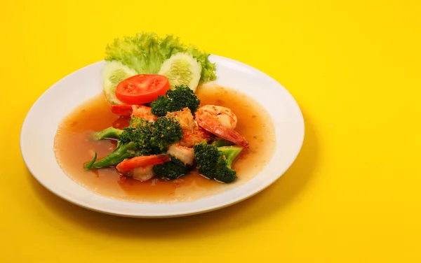 Garnelen Brokkoli rühren Braten — Stockfoto