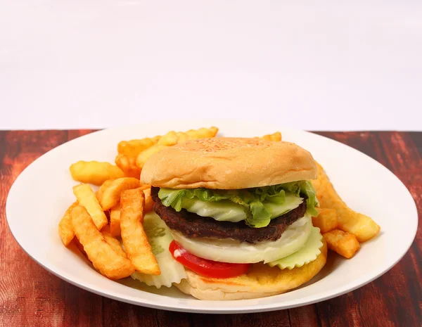 Hamburger and french fries — Stock Photo, Image