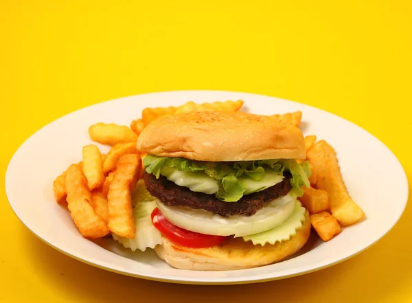 Hamburger and french fries — Stock Photo, Image