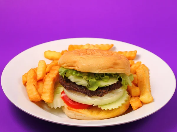 Hamburger and french fries — Stock Photo, Image
