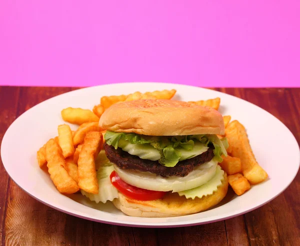 Hamburger and french fries — Stock Photo, Image