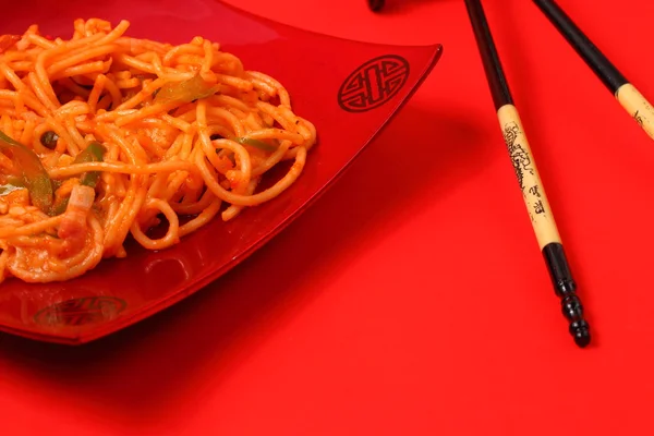 Amatriciana spaghetti — Stock Photo, Image