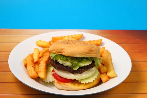 Hamburger and french fries — Stock Photo, Image