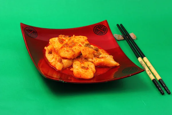 Sirchuan style stir fried fish — Stock Photo, Image