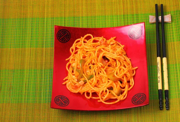 Amatriciana spaghete — Fotografie, imagine de stoc