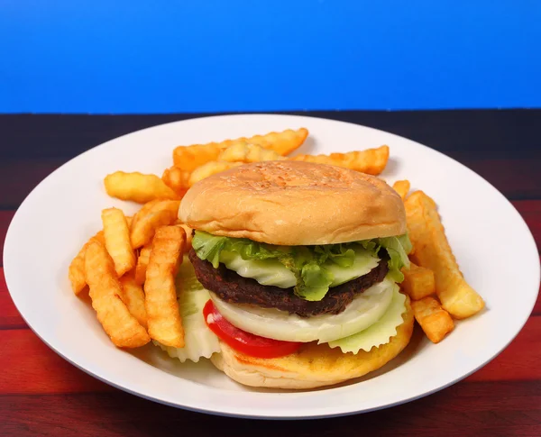 Hamburger and french fries — Stock Photo, Image