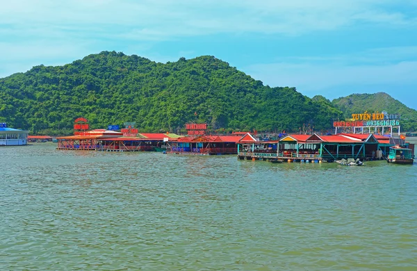 Cat ba bay floating restaurants — Stock Photo, Image