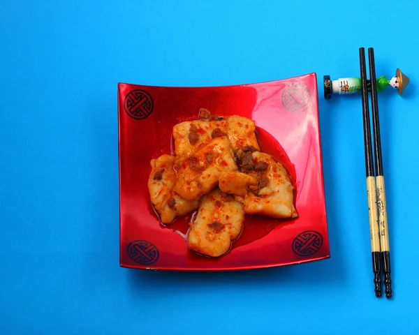 Sirchuan style stir fried fish — Stock Photo, Image