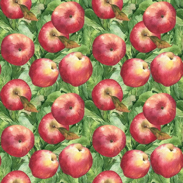 Акварель барвистий свіжий безшовний набір їжі з стиглими персиками — стокове фото