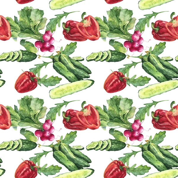 Aquarel kleurrijke verse naadloze achtergrond met groenten — Stockfoto