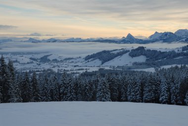 İsviçre dağ Panorama kışın