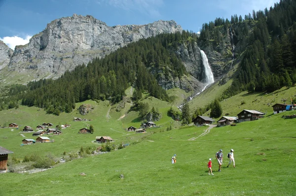 Pasture with Waterfall — Stock Photo, Image