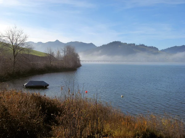 Lake Sihl Water Reservoir in Fall — Stock Photo, Image