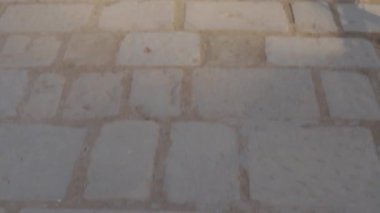 01 / 04 / 2019 kırmızı ve sarı renkli kumaş Manali, Himachal Pradesh / Hindistan 'daki Hadimba tapınağının kaldırımına bağlandı.