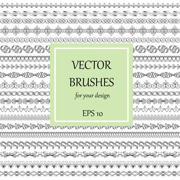 Vector set med hand dras dekorativa borstar — Stock vektor