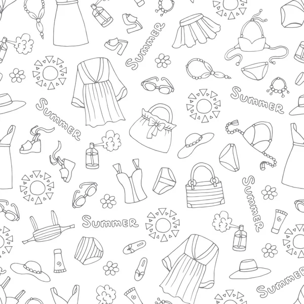 Vector seamless pattern with hand drawn isolated swimwear on whi — Stock Vector